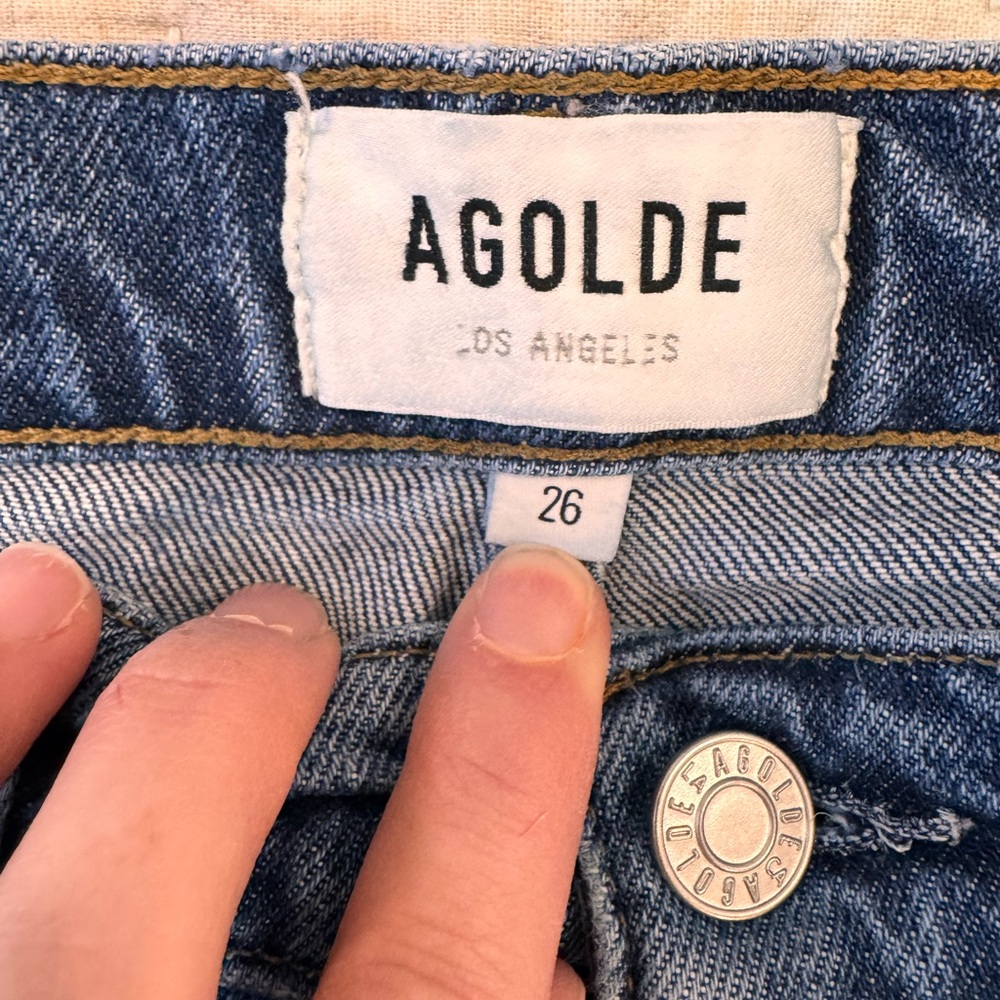 Agolde 90s Pinch Waist Crop Straight Jeans, size 26. Solace Wash - Picture 4 of 5